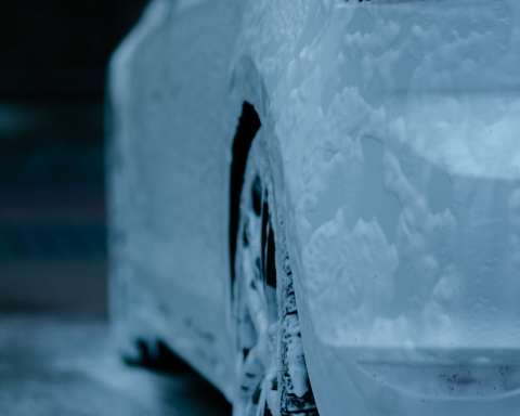 white car with water droplets